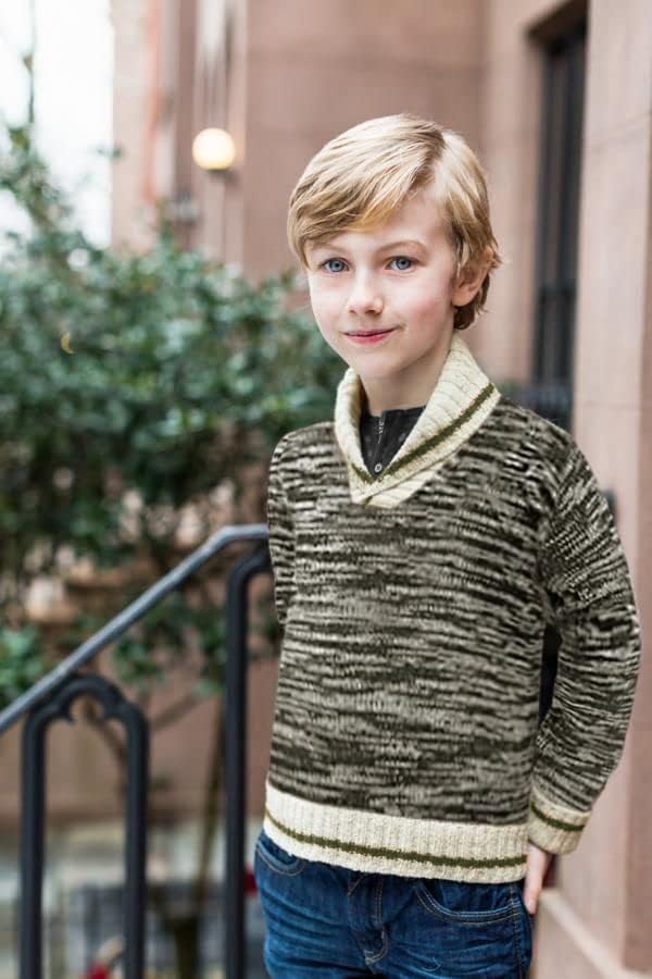 Вязаный Пуловер с шалевым яка за момчета Boyoo Модни Пуловери с V Образно деколте и дълъг ръкав за деца 4-13 години
