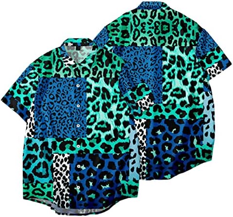 2023 Нови Мъжки Ризи С Леопардовым Принтом, Плажни Ризи с Копчета и Къс Ръкав, Риза за Мъжете, Рокля-Пуловер