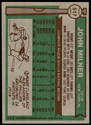 1976 Topps # 517 Джон Милнър Ню Йорк Метс (Бейзболна картичка), Ню Йорк Метс