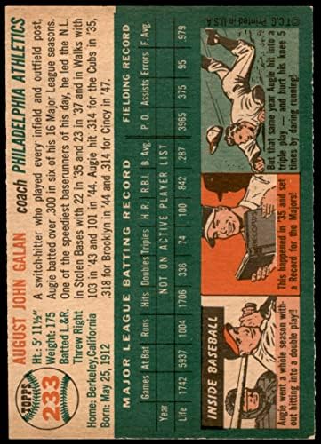 1954 Topps # 233 Oig Галан Филаделфия Атлетикс (Бейзболна картичка) EX/MT Athletics