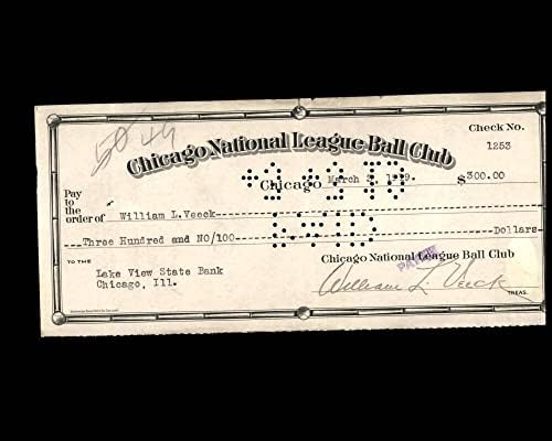 Уилям Вик Подписа ДНК PSA x2 Chicago Cubs Check 3-3-1919 С Автограф - Издълбани подпис MLB