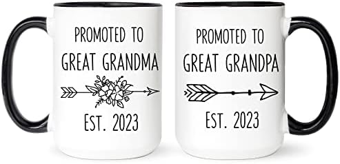 Комплект чаши Fabby Gifts Обява за бременност прабабушке и pradeduške - За прабаби и велики баби и дядовци (Бял,