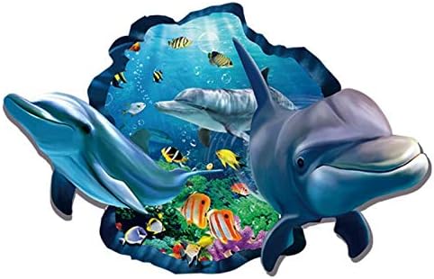 Светът на Океана Стикери за Стена, 3D Син Делфин 3D Акула Счупени Стикери За Стена Тропически Риби САМ Стикери