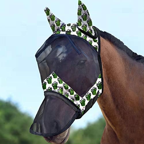 Маска Harrison Howard LumiVista Horse Fly с Дълги носове и Уши за защита от ултравиолетови лъчи за коня Cactus