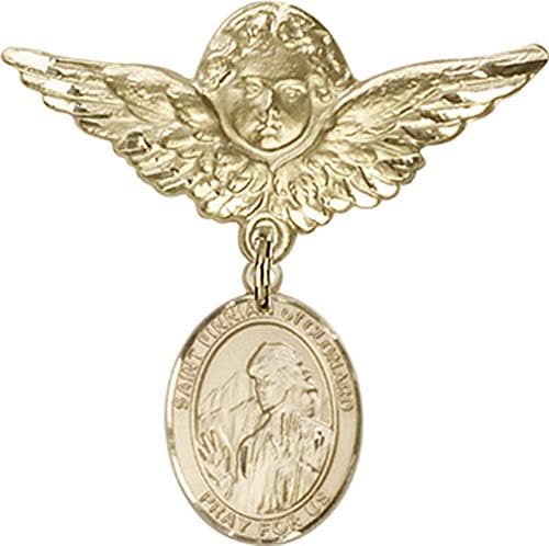 Детски икона Jewels Мания за талисман на Светия Финниана от Клонарда и пин Ангел с крила | Детски икона от злато