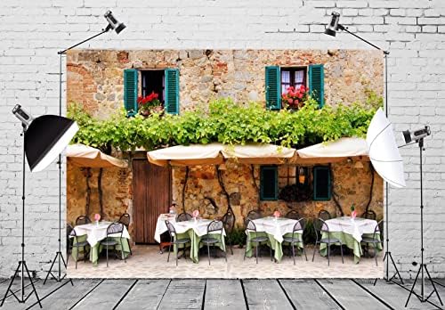 Loccor Плат 7x5 фута Италиански Град, Кафе на Фона на Сватбената фотография Тоскана Каменна Сграда Фон Ресторант