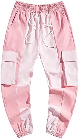GORGLITTER Мъжки Панталони-Карго в стил Мозайка с Цветни Блокчета, Спортни Панталони на съвсем малък, Улични