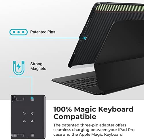 Магнитен калъф-за награда PITAKA за iPad Pro 11 на 4-ти / от 3-то поколение 2022/2021 Лек калъф за iPad Pro с безжично зареждане и многопластов фолиантом със скрит магнитен държач Apple P