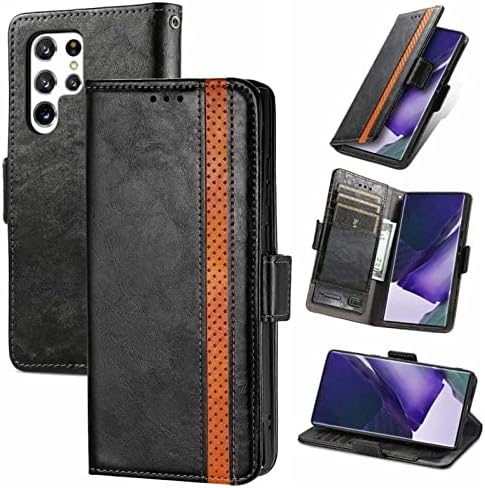 Калъф за телефон Samsung Galaxy S22 Ultra с RFID заключване, Кожен Портфейл, джоб за телефон, Държач за кредитни