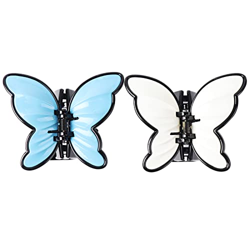 Набор от Ayounge от 2 теми, шнола за коса във формата на насипни пеперуди синьо и бяло, акрилни аксесоари за