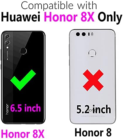 FDCWTSH е Съвместим с Huawei Honor 8X Чанта-портфейл Каишка Кожена Каишка флип-надолу Капака Държач за карти