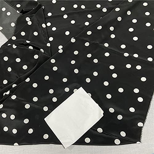 Uongfi Бяла на точки и черна Коприна крепдешиновая тъкани от чиста коприна с Дебелина 16 метра (Размер: 1 ярд)