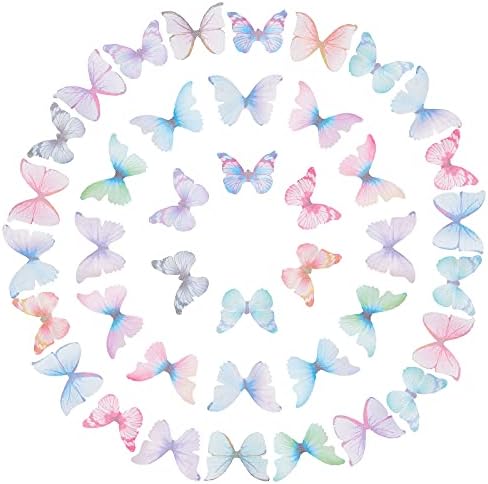 SUNNYCLUE 1 Кутия 180 бр 6 Цвята Тъканни Украшения във формата на пеперуди, 3D Украшение във формата на Пеперуда,