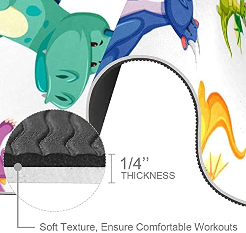 Дебел Нескользящий постелката за йога и фитнес 1/4 с Цветни Сладки принтом под формата на Динозавър за практикуване