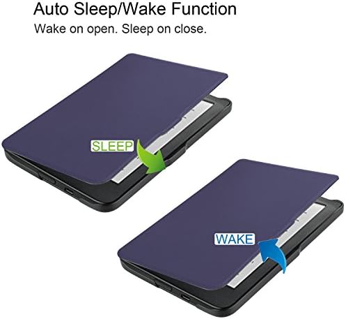 за таблет Кобо Clara HD 6Ултра-Slim Folio Sleep/Wake Up Кожен Калъф за Smart Cover (Тъмно синьо)