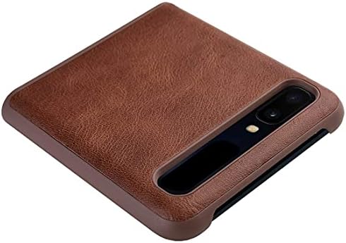 Калъф-за награда KEZiHOME Samsung Galaxy Z/Z Flip 5G Case чанта за Носене-за награда Samsung Z от естествена кожа, Изчистен Ултра-Тънък Здрав Защитен калъф за Samsung Galaxy Z Flip (кафяв)