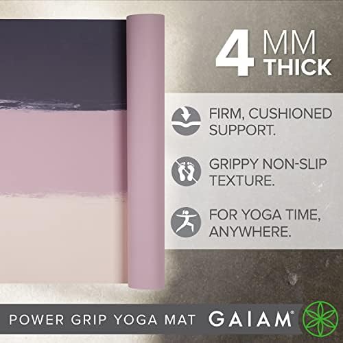 Килимче за йога Gaiam Power Grip - 4 мм, екологично чисто, от висококачествена тъкан, подобна на естествен каучук,