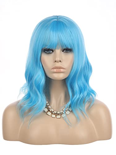 Сини перуки с къса къдрава коса Каре от eNilecor и мятно-зелени перуки с къса коса Каре