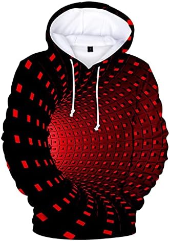 HEHOAH Мъжки Пуловер С качулка, Унисекс Мъжки 3D Печат Творчески Кръг Силует на Ежедневни Дълги Ризи, Блуза,