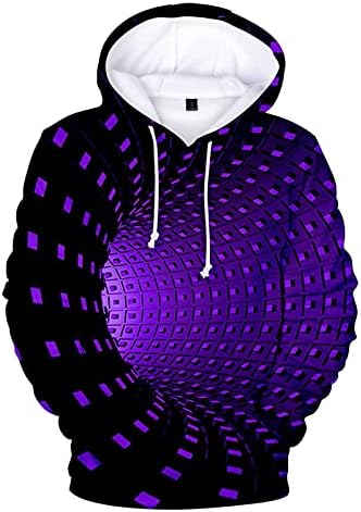 HEHOAH Мъжки Пуловер С качулка, Унисекс Мъжки 3D Печат Творчески Кръг Силует на Ежедневни Дълги Ризи, Блуза,