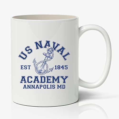 Керамични Кафеена Чаша US Naval Est 1845 Academy Annapolis MD, Бяла Кафеена Чаша С Логото на Академия за Подарък
