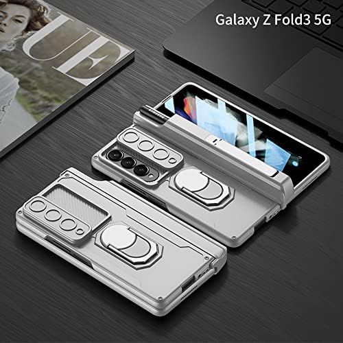 [5, 1] Калъф за Galaxy Z Fold 3 с притежателя на S Pen, [Защита на панти] [Магнитна поставка с пръстен 360 °]