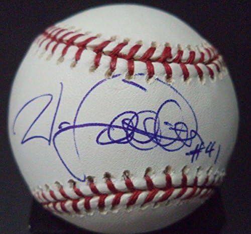Уес Littleton, Тексас Рейнджърс, Подписано на играта топката Romlb с автограф W / coa - Бейзболни топки с автографи