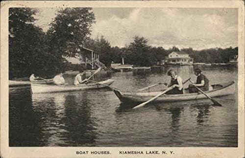 Гледка към езерото Киамеша с лодочными къщи, Ню Йорк, Ню Йорк Оригиналната Антични Картичка