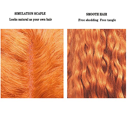 Къса Къдрава Дантела Отпред Перуки от Косата на Боб с Т-Образна Част, Боядисани в Оранжев Цвят, Къдрави Перуки