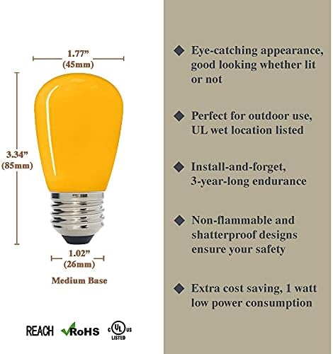 Led декоративна лампа Luxsent Sign S14 жълт цвят, Външна Водоустойчив Небьющаяся, ниска мощност 1 W (еквивалент