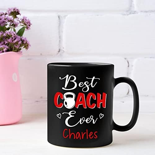 Персонализирана Чаша Best Coach Някога Coffee Mug Cup 11 Oz 15 Oz, Настроен с името Personal Trainer Gymer Black