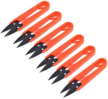 X-DREE 6 бр. Оранжеви Пластмасови ножици за бродиране направления на Sharp Mini Thrum с остри дръжки за бродерия