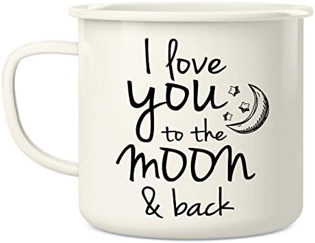 Retreez I Love You to The Moon & Back 16 Унции Эмалированная Кафеена чаша от Неръждаема Стомана за къмпинг край
