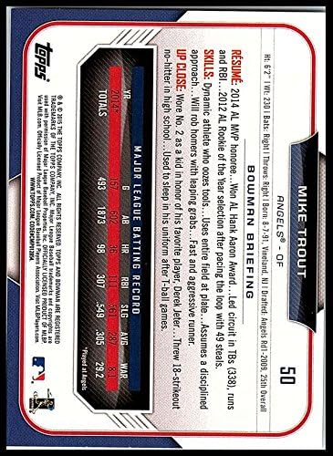 2015 Бейзболна картичка Bowman 50 Майк Trout Angels MLB NM-MT