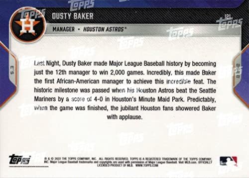 Бейзболна картичка Дъсти Бейкър Хюстън Астрос №121 през 2022 г. - Печели 2000-та игра в кариерата