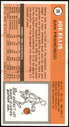 1970 Топпс 28 Джо Елис Голдън Стейт Уориърс (баскетболно карта) EX/MT+ Warriors северозапад