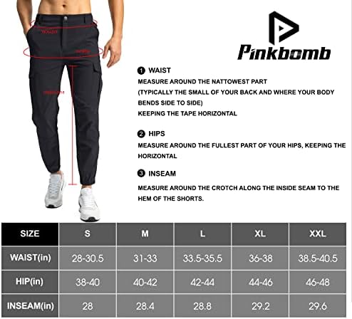 Pinkbomb Мъжки Туристически Панталон-карго с 7 Джобове, Дебнещ Стрейчевые Джоггеры за Бягане, Работни Панталони-Карго Игрища за Мъже