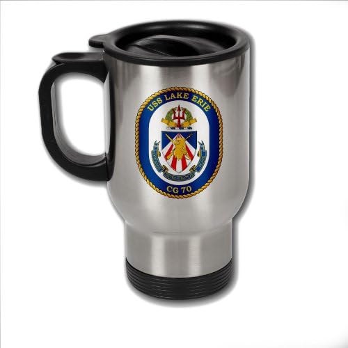 Кафеена чаша ExpressItBest от неръждаема стомана с логото на крайцер ФЛОТ, командван Lake Erie (CG 70) (герб)