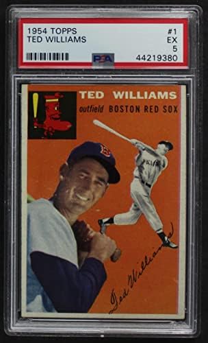 1954 Topps # 1 с Тед Уильямсом на Бостън Ред Сокс (Бейзболна картичка) (Бяла обратната страна) на PSA PSA 5,00 Ред Сокс