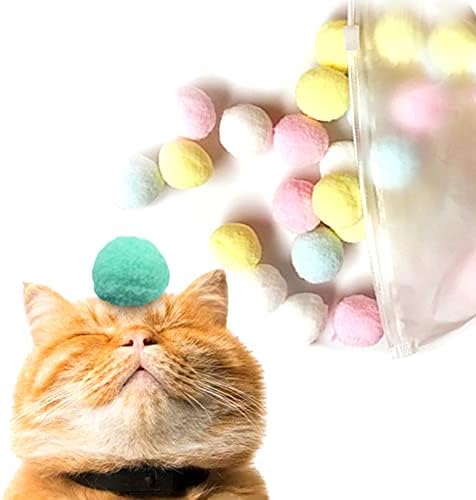 Ярката плюшен играчка-топка Richcatty за игри на закрито и тренировки - Любими коте! 30ШТ 1,2 инча, Леко еластична, без шум, Безопасни материали (плюшено топка за преследван