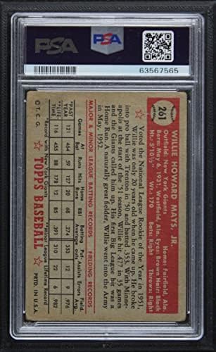 1952 Topps 261 Уили Мейс Ню Йорк Джайентс (Бейзболна картичка) PSA PSA 2.00 Джайентс