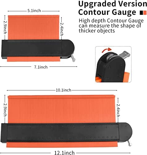 UNIROI Increaser Контурный Калибър с Ключалка, дръжка за Дървообработване и Измерване на лента, 2 опаковки Оранжево
