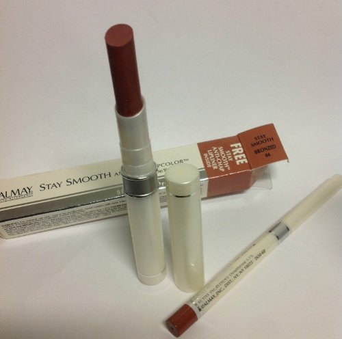 Червило Almay Stay Smooth Anti-chap Lipcolor с едно докосване бронз SPF 25 04 + Безплатна очна линия за устни.