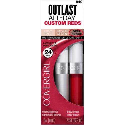 Корпоративна червен цвят на устните COVERGIRL Outlast за целия ден, фирмен Червено (опаковка от 8 броя)