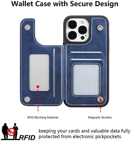 XIZYO за iPhone 14 Pro Max Калъф-портфейл с Държач за карти, Кожен Калъф За Телефон, Отделение за карти, Поставка за крака, Противоударная RFID Заключване, Двойна Магнитна Закоп?