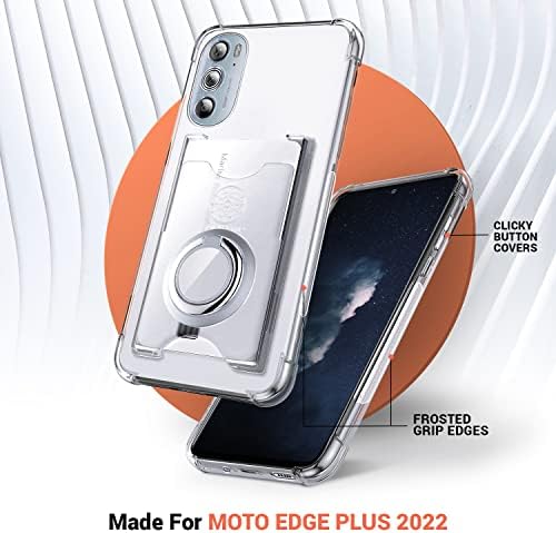 Предпазва калъф Moto Edge Plus 2022 / калъф Moto Edge + 5G UW, Минималистична чанта-портфейл с държач за карти [3 карта] и околовръстен стойка, Тънък защитен калъф за Motorola Moto Edge Plus 2022 -