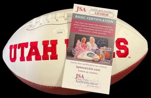 Кайл Уиттингем Подписа Юта Ютс Уайт Панел с пълен размер на футболна топка Jsa Coa - Футболни топки с автографи