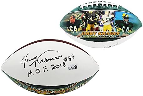 Джери Крамър е подписал Грийн Бей Пэкерс Бродирана Футбол NFL лимитирана серия с надпис HOF 2018 (Копие) - Футболни топки с автографи